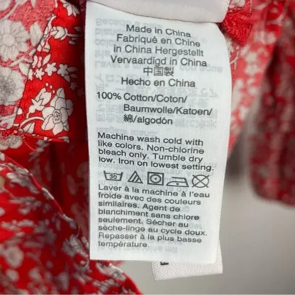 J Crew Red Button Down Shirt Liberty Fabrics 0 - Picture 6 of 8